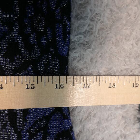 Beige by Eci Sweater Dress Womens Large Blue Floral Cotton Career Casual Boho - Picture 6 of 10